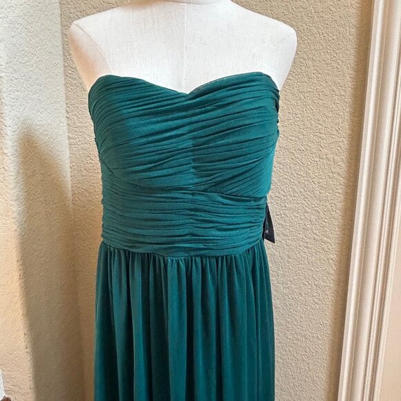 Marina Gown Hunter Green Strapless Ruched Sweetheart Neck Size 12 - Picture 5 of 9